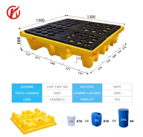 Polyethylene Spill Pallet for Hazardous Chemical and Oil Drum Storage