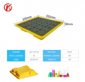 Chemical-resistant PP spill tray for desktop using